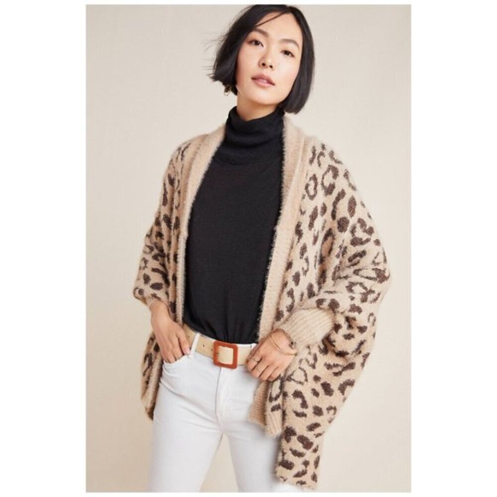 Anthro Akemi + Kin Louise Leopard Print Cardigan
